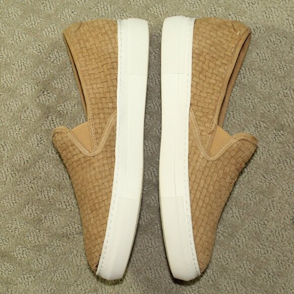 J/Slides Women's 7.5M Tan Woven Leather Loafers - Picture 4 of 6
